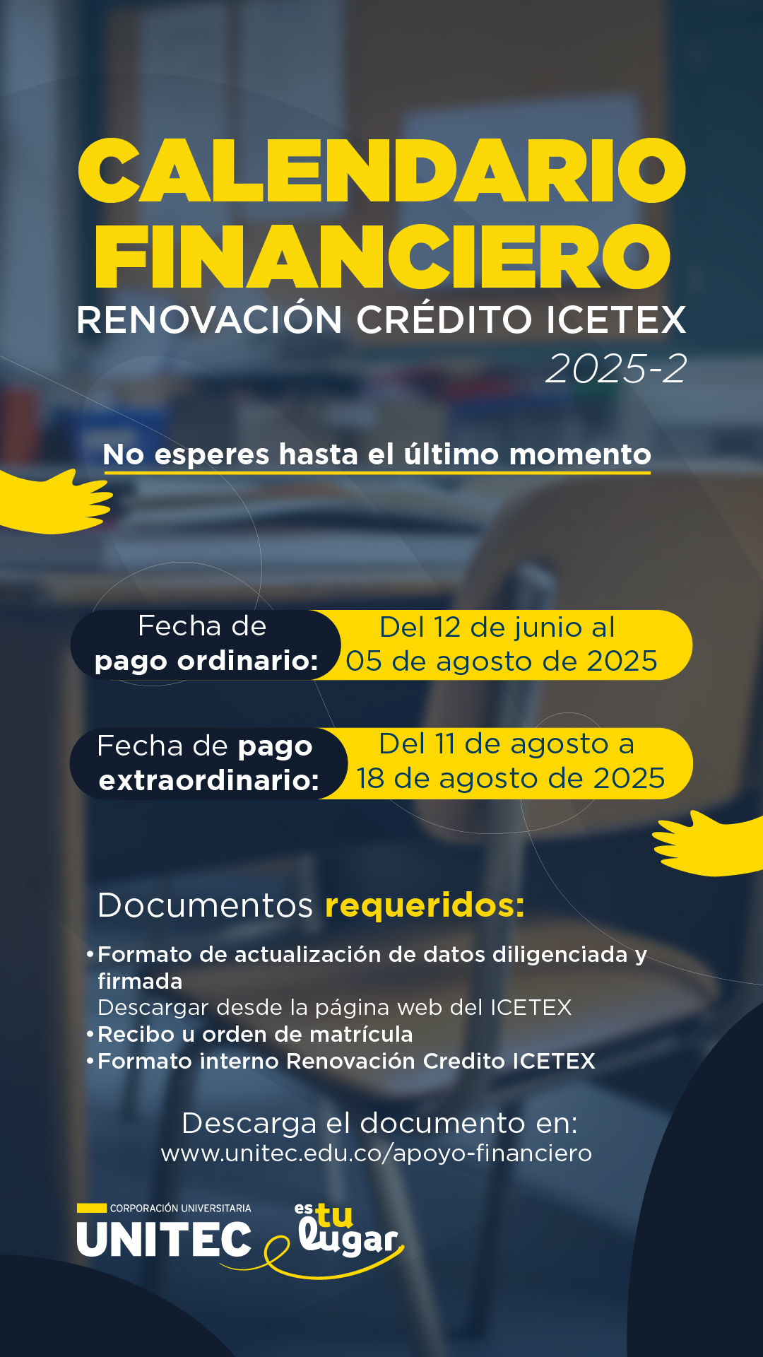 Calendario financiero Icetex 2025-II